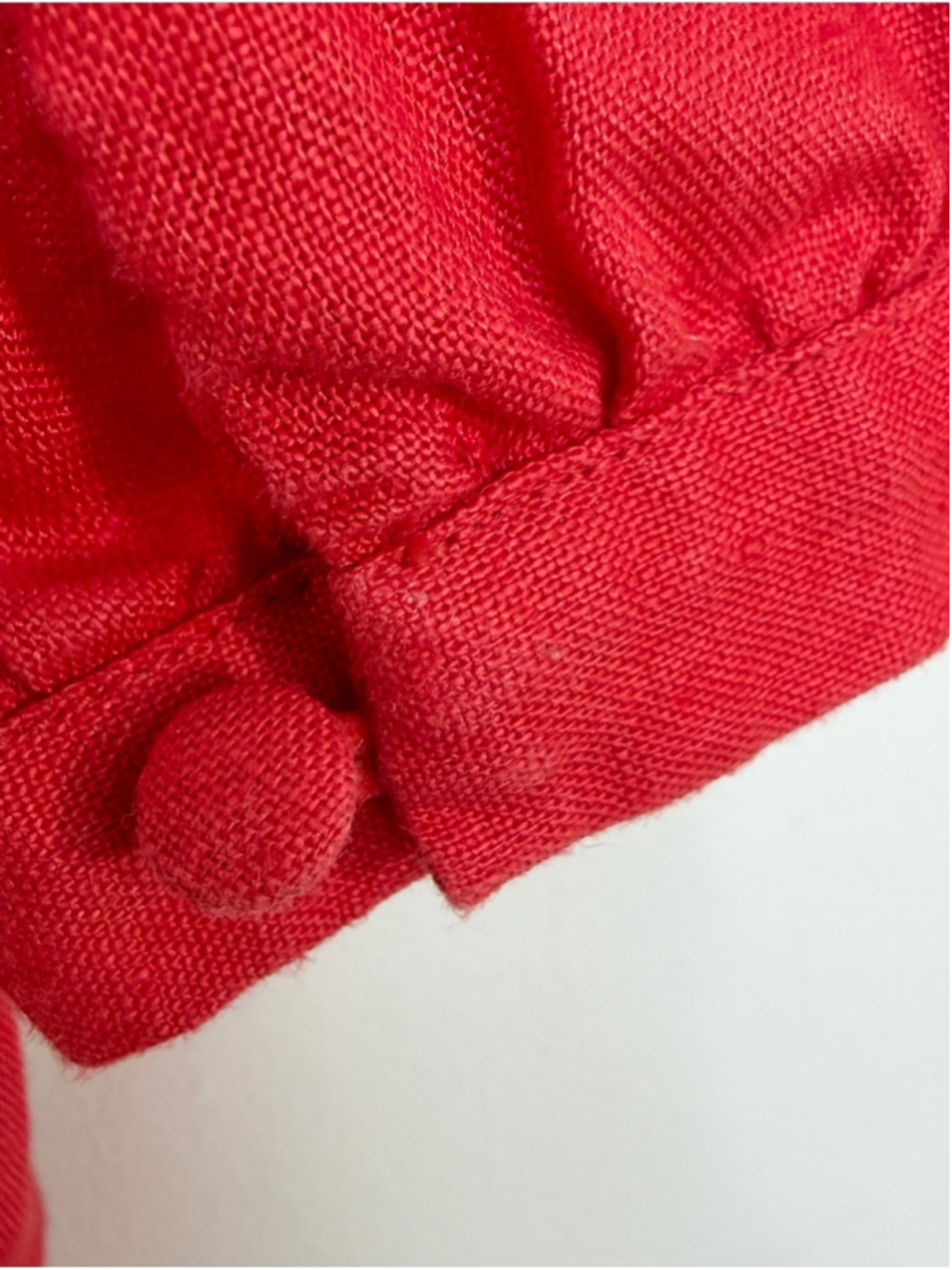 & Other Stories pure linen red cropped tie front knot puff sleeve top EU 38 - Picture 12 of 17